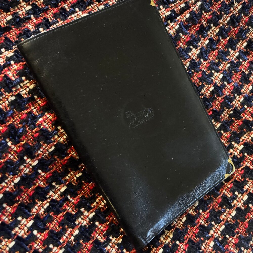 Auth Vintage Celine Soft Black Leather Bifold Long Wallet Notebook Cover